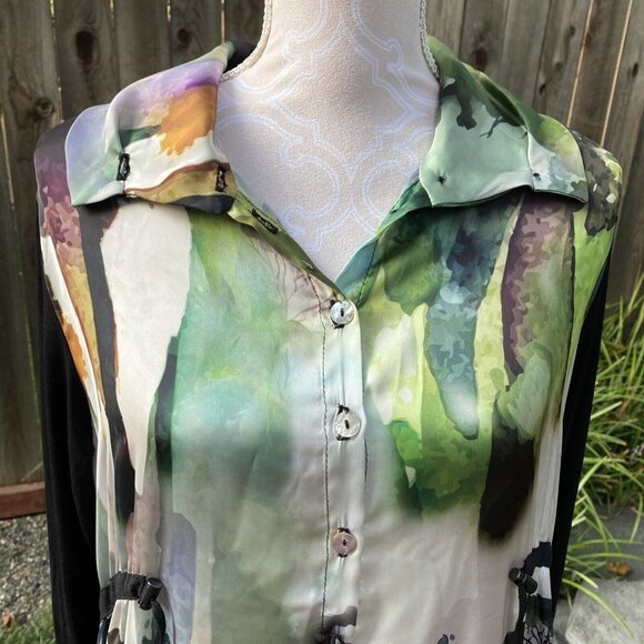 Sunlight Paris Molines Long Sleeve Dress T2 Watercolor Tree Small 2 Lagenlook - Picture 3 of 12